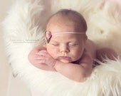 Baby Headband, Pink and Green  Rose Newborn Headband, Great for Photo Prop