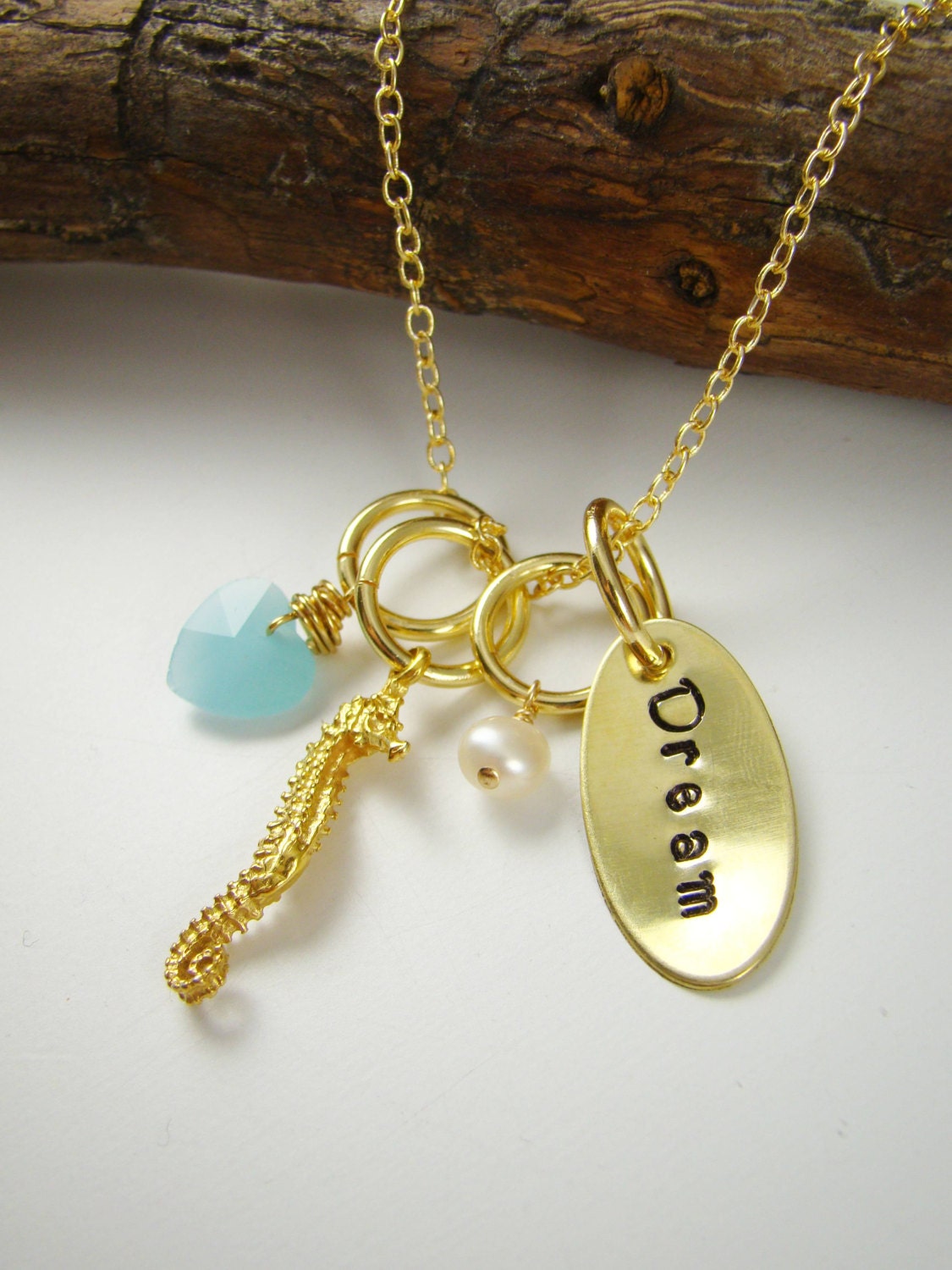 Gold Seahorse Long Necklace, Seahorse Charm, Dream Necklace, Layered Necklaces, Ocean Jewelry, Nautical Jewelry
