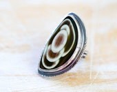 Imperial Jasper Sterling Silver Cocktail Ring - Spirits of the Wind- Size 8