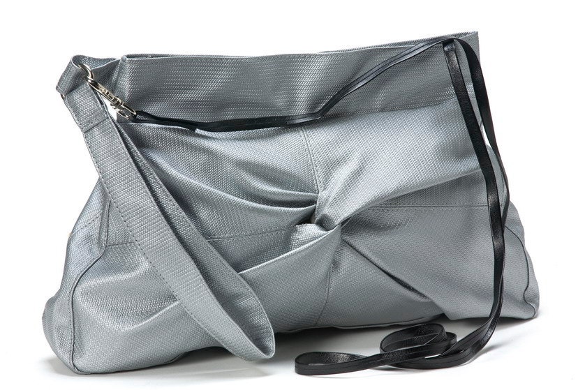 silver clutch-A stylish feminine light weight vegan evening purse: "Swing" -Made to order