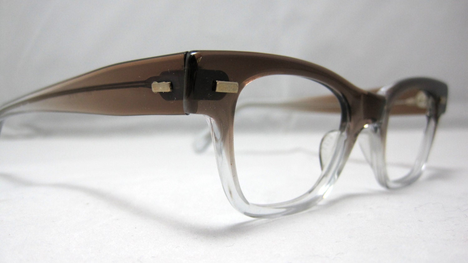 Vintage EyeGlasses Frames Brown Smoke Fade. Horn Rim Glasses.