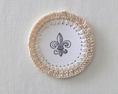 FRENCH TAG Paper Scrapbooking Embellishments Crochet NEUTRAL Handmade