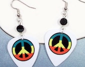 Rasta Peace Guitar Pick Earrings