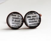 Vintage Dictionary Cuff Links Live Life Love Life Copper Plated