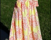 NWT Custom Boutique Girls Yellow Coral Maxi Dress Shirred 2 2T 3 3T 4 5 6