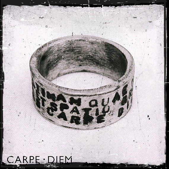 Carpe Diem Silver Color Mens Rings Ring Wedding Engagement Band Jewelry Jewellery CDR-254