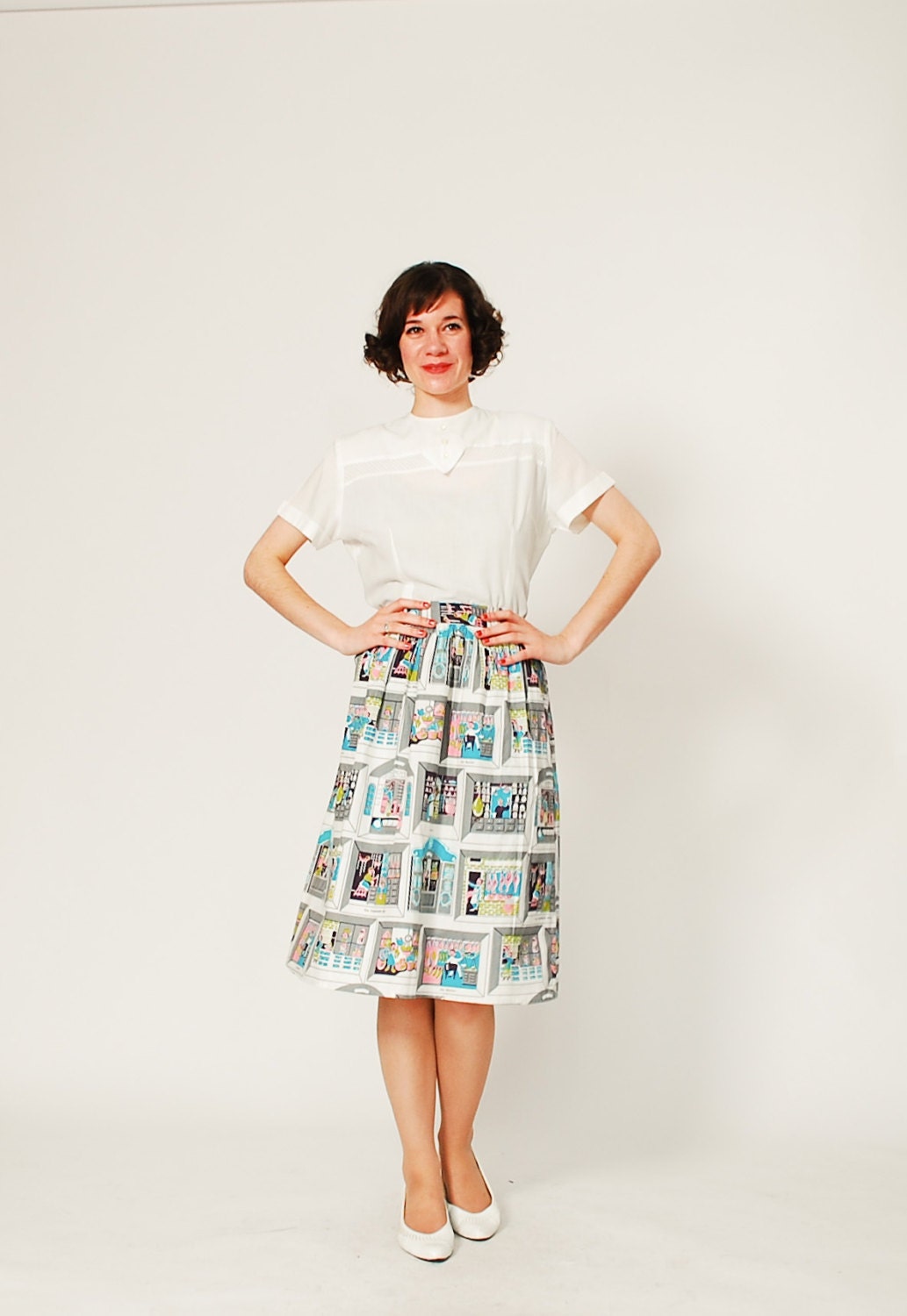 1960s Novelty Print Skirt - 60s Skirt - Rub-a-Dub-Dub