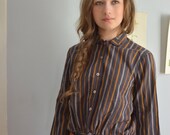 Vintage 1970s Striped Crop Top - Size Medium