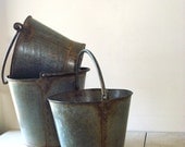 Vintage French Zinc Farm Pails