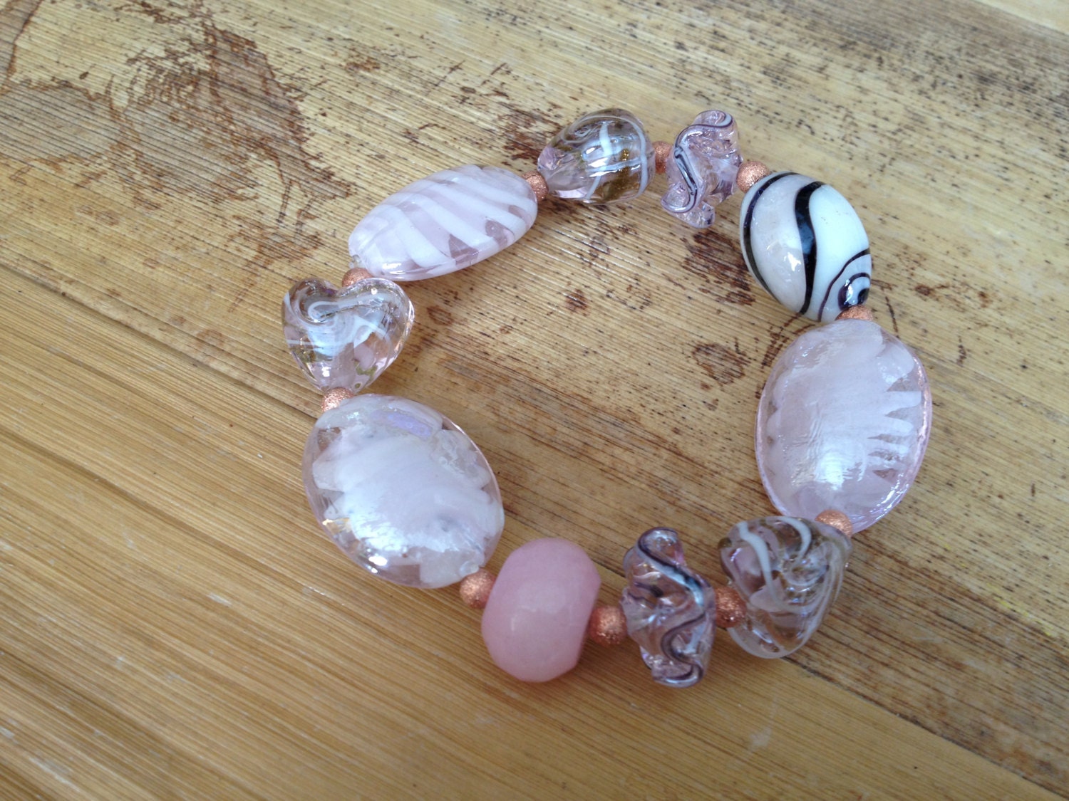 Pastel Pink Glass Beaded Stretch Bracelet