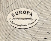 1873 Antique EUROPE map, from Justus Perthes, original antique 146 years older