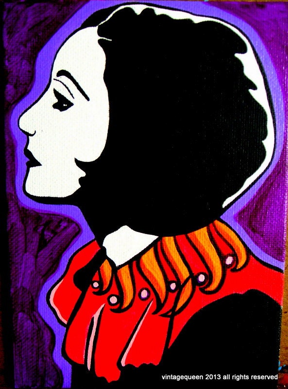 Original  Acrylic Vintage Portrait Painting Silent Film Star Elisabeth Bergner