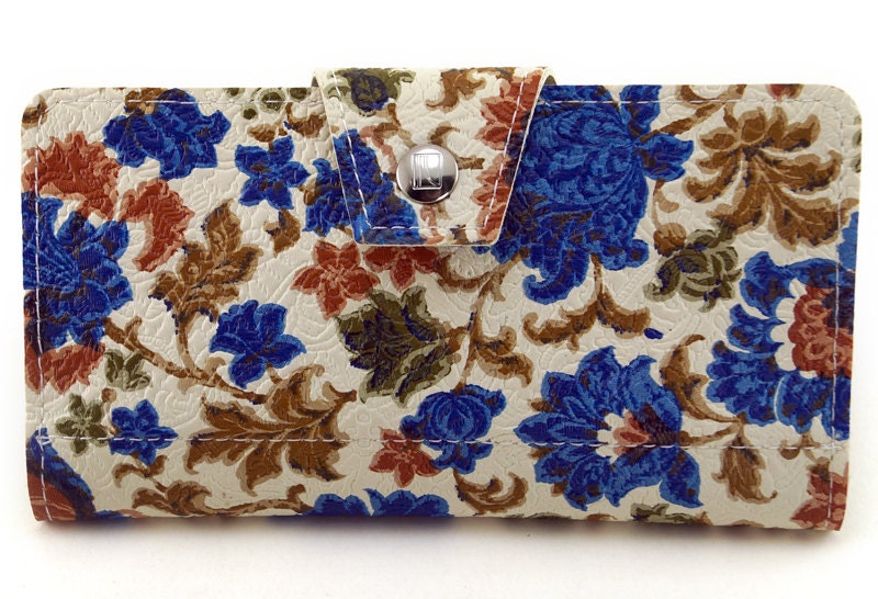 60's Flowers Checkbook Wallet - Vintage upholstery vinyl picked up in Cleveland OH USA