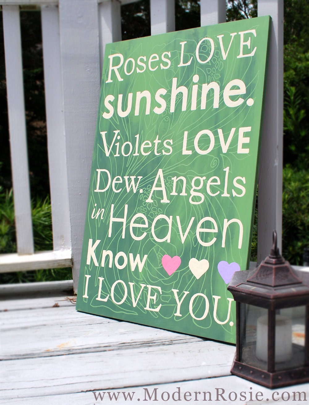 Roses Love Sunshine - Hand Painted Wood Sign