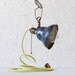 Vintage Industrial Navy Blue Bell Shade Clip Clamp Light with Pastel Spring Green Cloth Cord