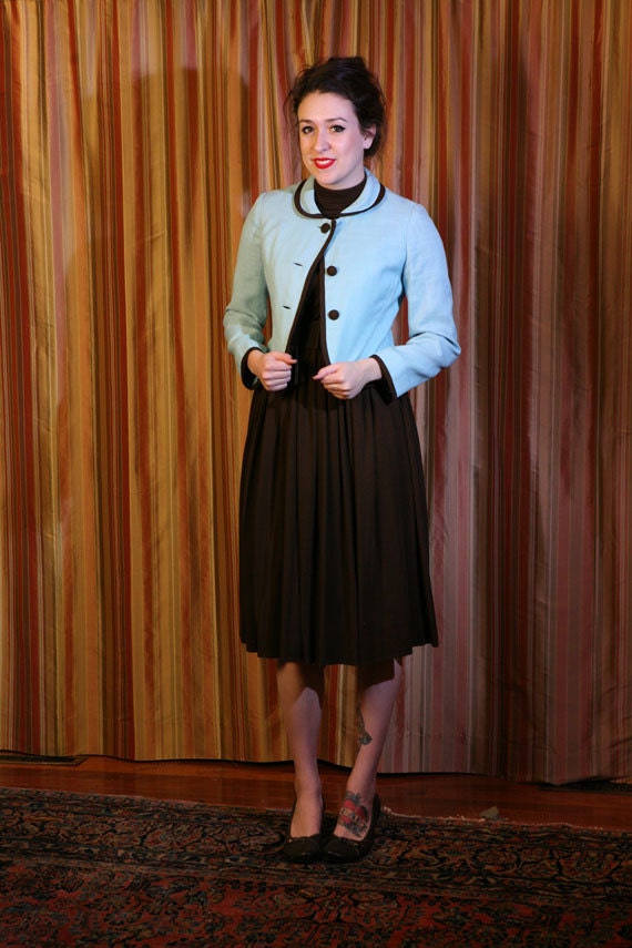 Vintage 60's 2 Piece Set Dress and Jacket, Claudia By George Halley, Size S