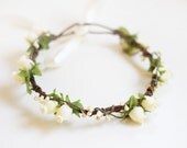 little romantics rose hair wreath // ivory - vintage, woodland, wedding, dainty rose headpiece, headband, hair crown,