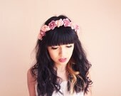 romantic pastel rose headband // light pink mix - dainty, floral headpiece, nature inspired, vintage inspired, rustic rose, love.