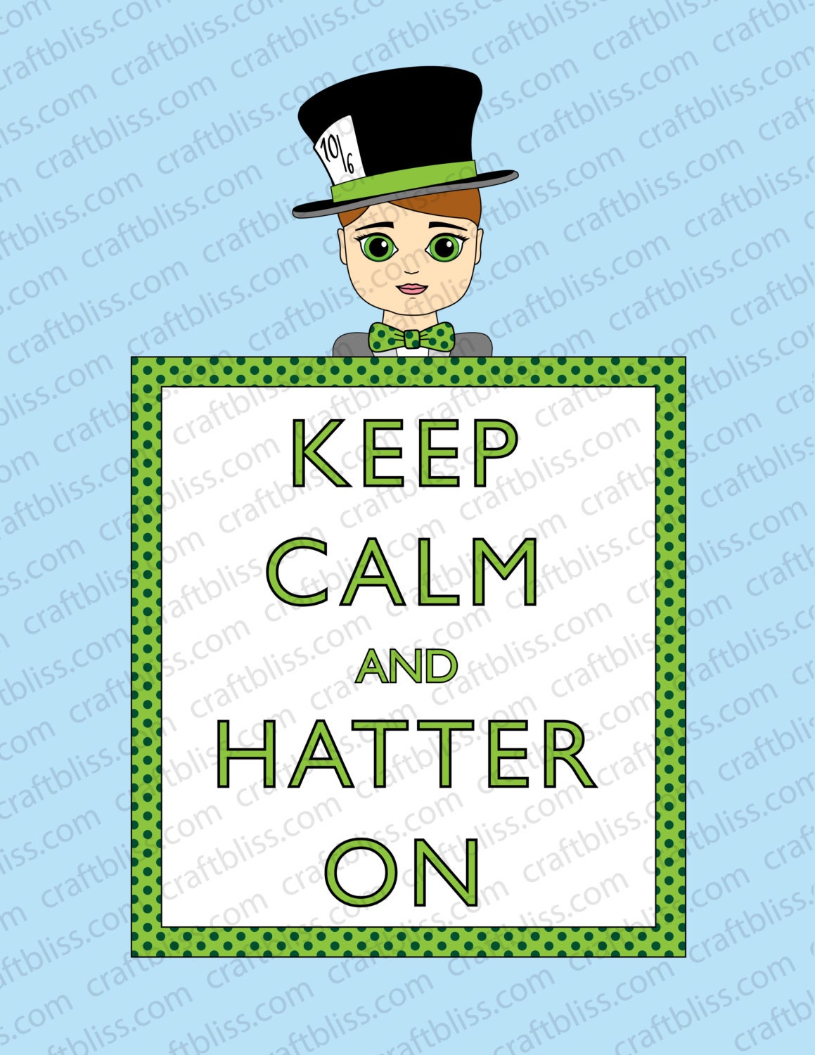 Mad Hatter Alice in Wonderland Illustration Digital Download Print for Parties, Decor, Baby Shower and More Keep Calm and Hatter On Il_570xn