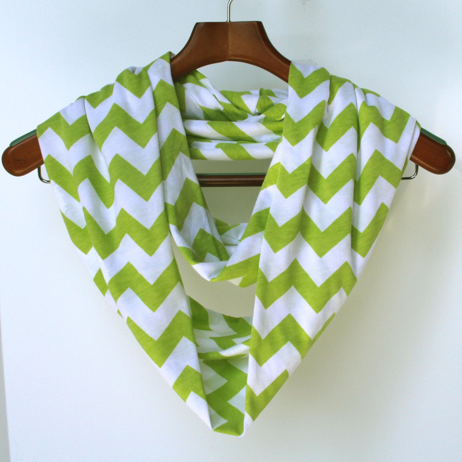 Soft Chevron Scarf, Soft Jersey Knit Scarf, Lime Scarf, Gift for Mom