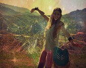 GYPSY TRAVELER Boho Bag /// Turquoise /// Large Recycled Leather Fringe Tote Tribal Bag/// Made to Order
