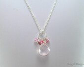 Rose Quartz Necklace, Pink Tourmaline, Pink Amethyst, Pink Topaz, Freshwater Pearl, Cluster Necklace, Sterling Silver, Gemstone Necklace