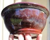 Stoneware Burgundy and Blue Bowl