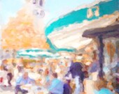 Watercolor Painting Paris Cafe Street Scene 8x10 Art Print Street Scene France