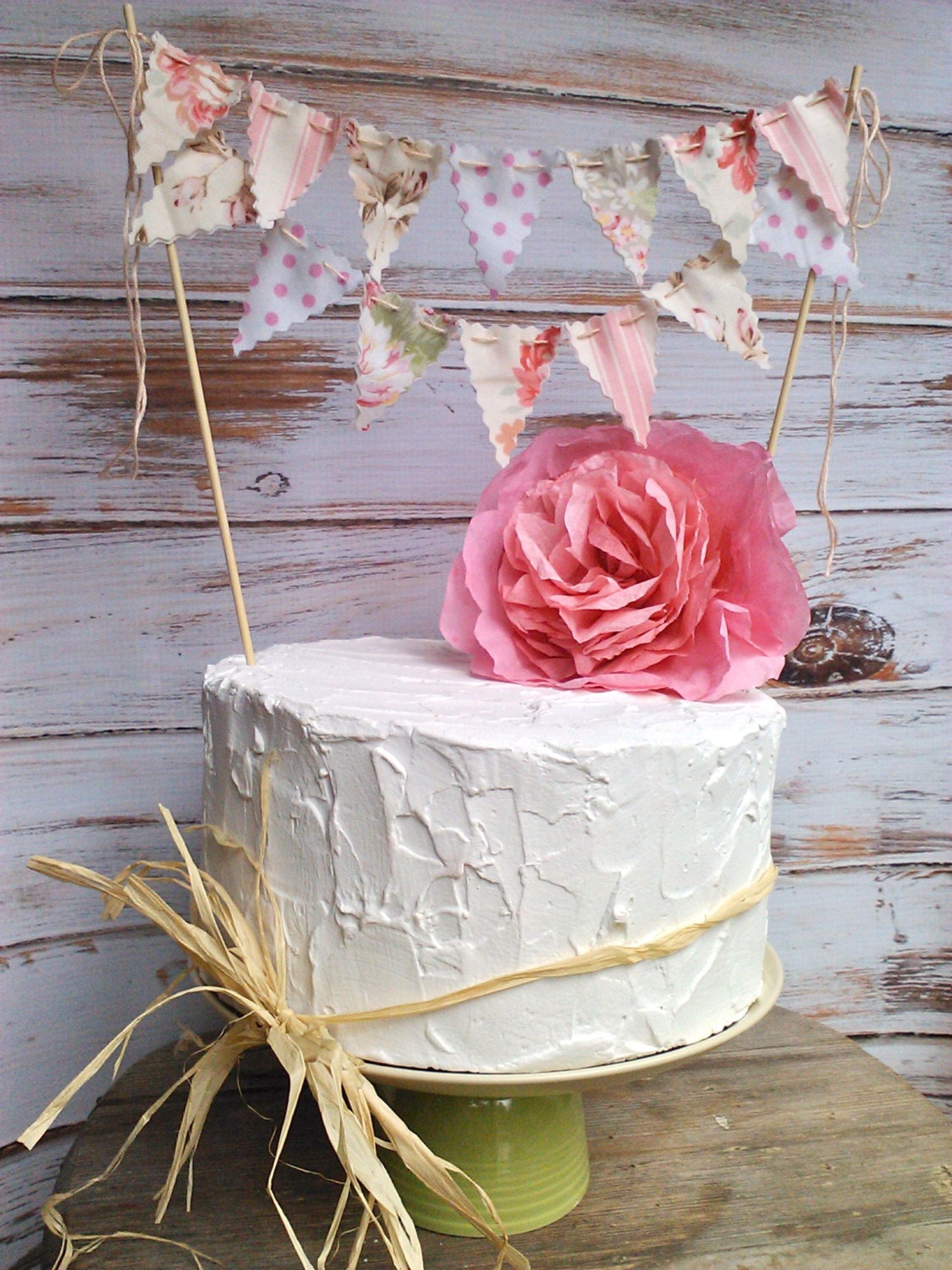 Cake Bunting Vintage Peony and Rose Patterns Romantic sweet cake topper Il_170x135