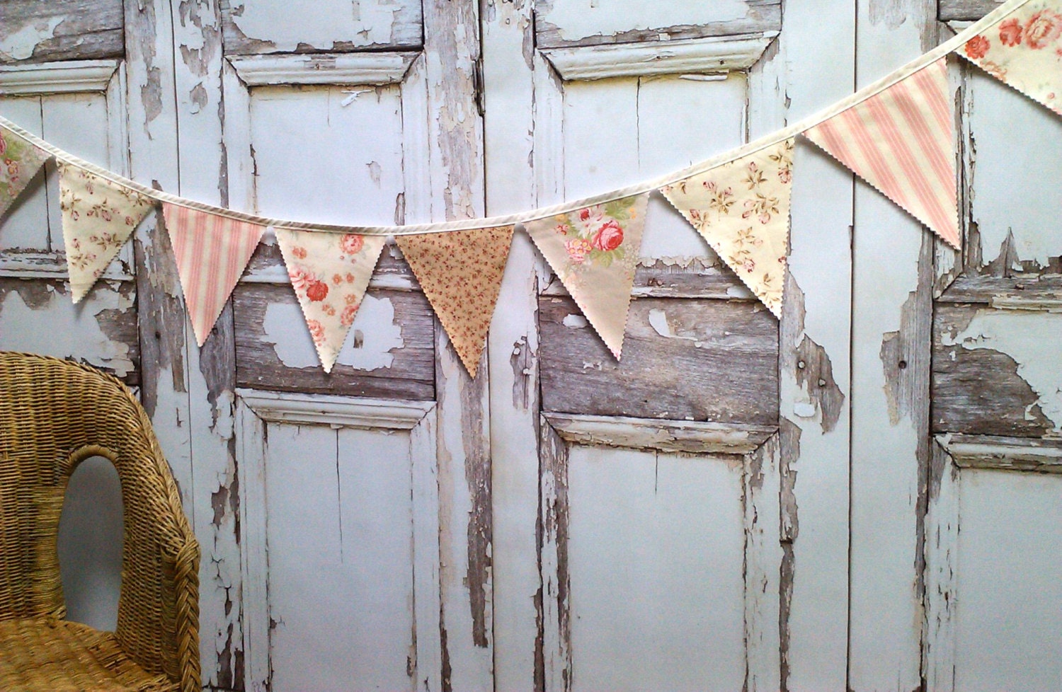 Vintage Peony Bunting Flags and Rose Patterns Romantic sweet Party Wedding Pennants Il_570xn