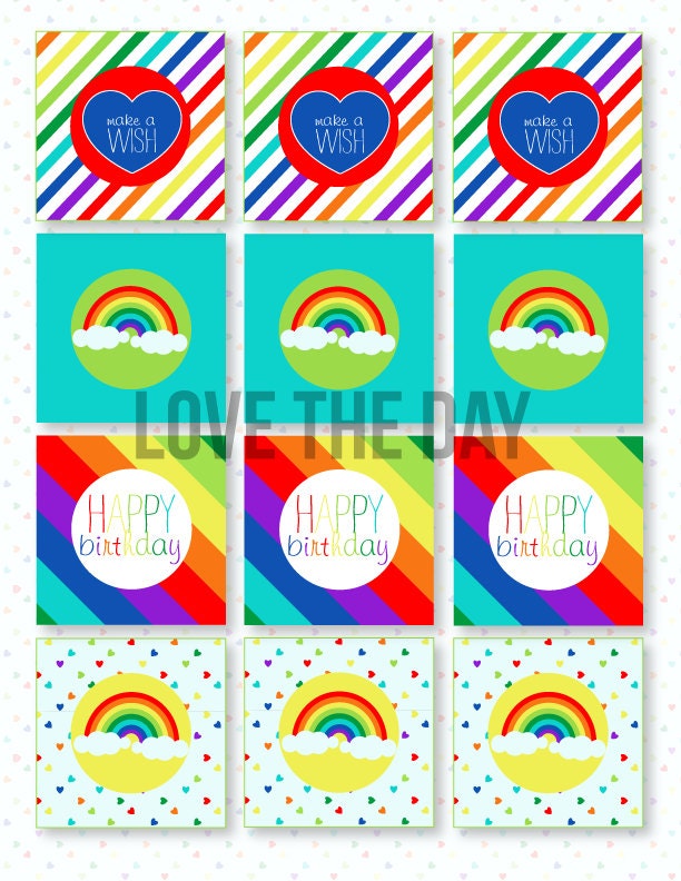 Rainbow Party PRINTABLE Cupcake Toppers (INSTANT DOWNLOAD) from Love The Day Il_170x135