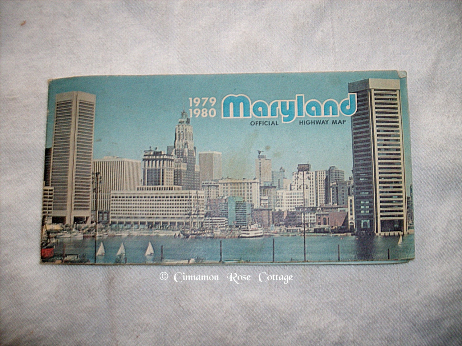 Vintage 1979-80 Maryland State Street Map Harry Hughes Governor - Road Trip - Retro - Graphics - Automobilia - Mixed Media - Altered Arts