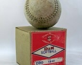 Vintage Draper-Maynard Softball Box with Used Softball
