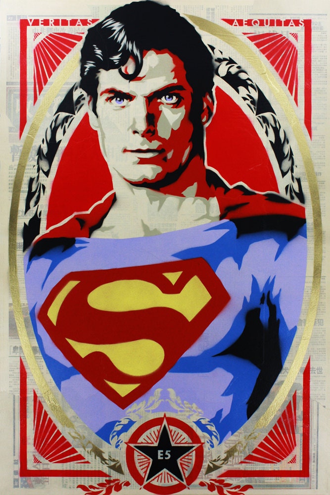 Stenciled Superman Print