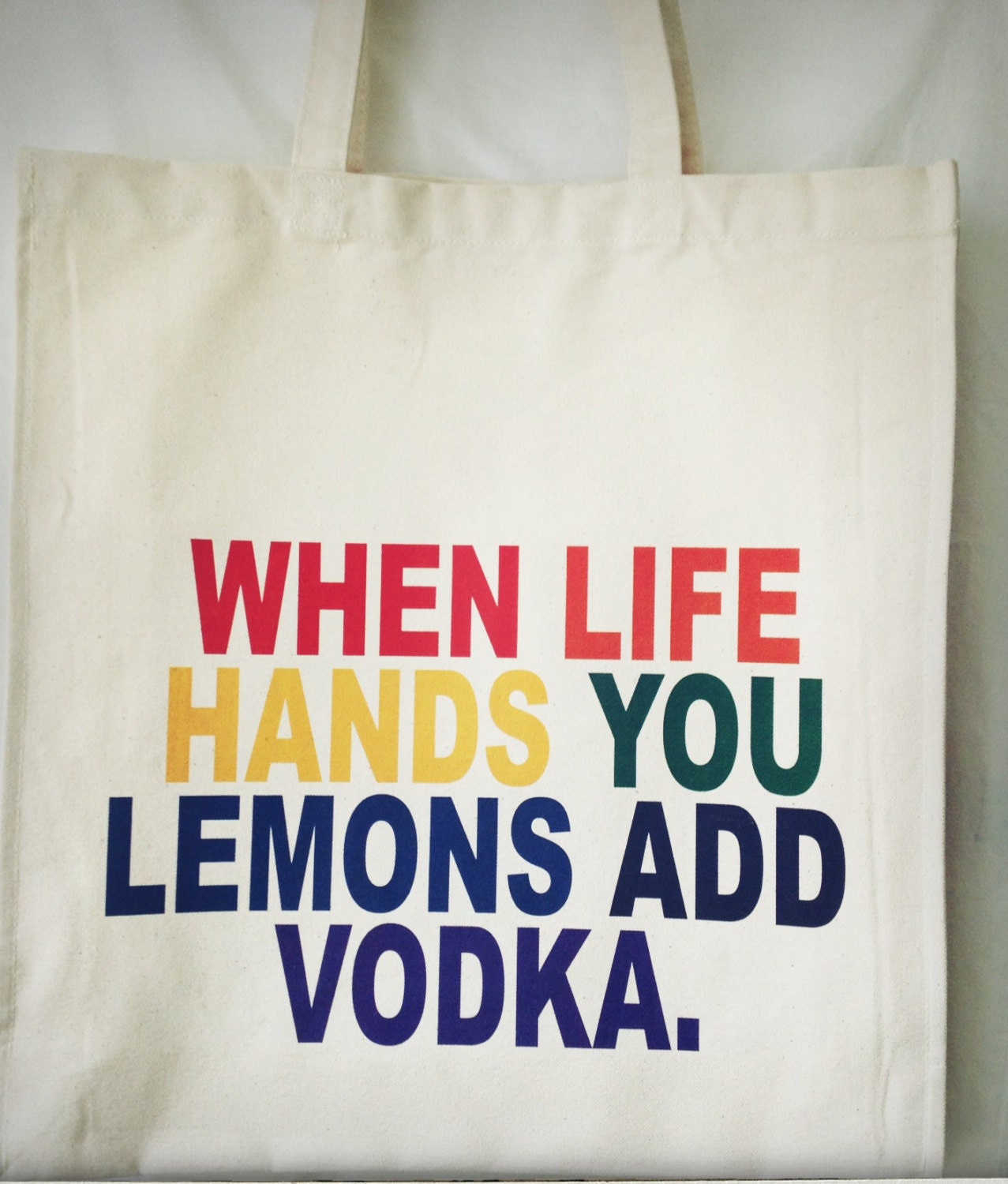 When Life Hands You Lemons Rainbow Lettering Tote in Organic Cotton Canvas