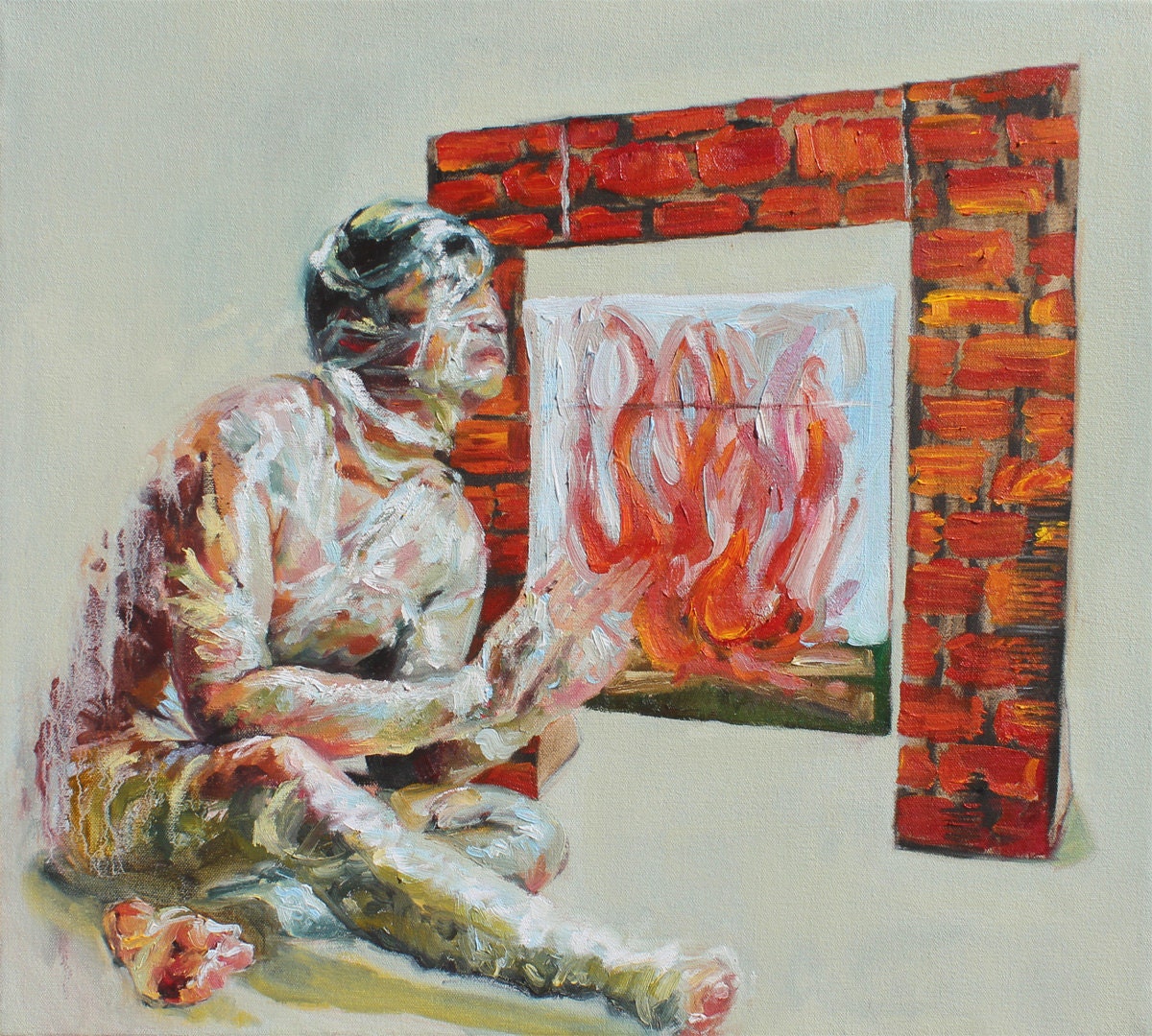 Comfort II - original collaborative oil painting by Cara and Louie