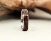 Size 6 - Titanium and Arizona Desert Ironwood Wood Ring With Malachite Inlay Titanium Ring