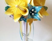 Brides Bouquet- Summer time wedding, handmade paper flowers, perfect for her, something blue, customized