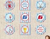 PRINTABLE Personalized Hockey Party Circles (Character of your choice)