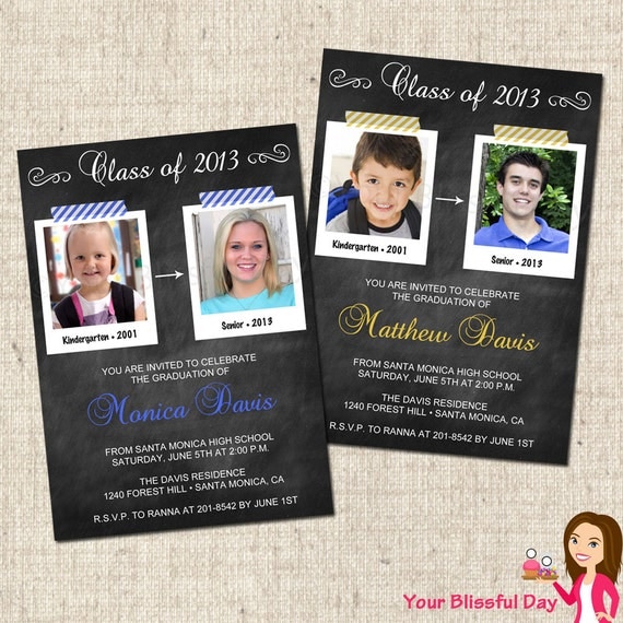 PRINTABLE Chalkboard Graduation Party Invitations (Color of your choice) Il_570xn