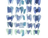 Sea Glass Fine art print from Watercolor painting Seaglass I beach finds  turquoise blue