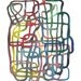 Right track III print of Original watercolor painting abstract art lines space minimal art Multi Colored