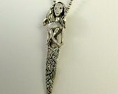 Mermaid Morgan Loves The Ocean - Up Cycled Sterling Silver And PMC - Art Jewelry Pendant - 1191
