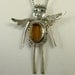 Angel Sheryn Swallowed A Fly - Up Cycled Sterling, Amber, And PMC - Echo Friendly - Art Jewelry Pendant - 1178