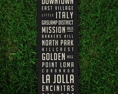 San Diego Neighborhood Poster / Large - 11.75 x 36 inches