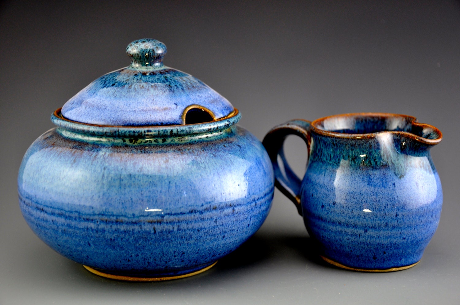 Cream and Sugar. Blue Turbulent Glaze A