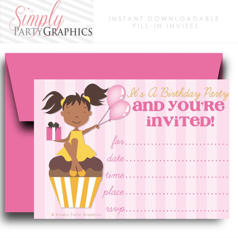 Fill In Birthday Party Invitation Instant Download