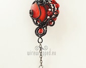 OOAK Red goth wire wrapped heart pendant