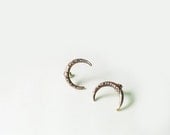 Crescent Moon Earrings, Brass Stud Earrings, Esoteric, Lunar - Luna Studs