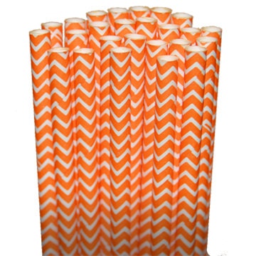 Chevron Zigzag Orange Party Paper Straws - Cake Pop Sticks - Pixie Sticks - Qty 25 Il_570xn